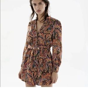 ZARA Multicolor Paisley Printed Mini Round Collar Dress